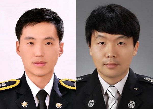 고 정호종 경장(왼쪽)과 이윤진 소방교