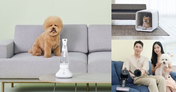 ▲(왼쪽부터) ‘바우젠 전해수기’, ‘쿠쿠전자 펫 에어샤워 앤 드라이룸’, LG전자 LG 코드제로 A9S 펫 씽큐’
