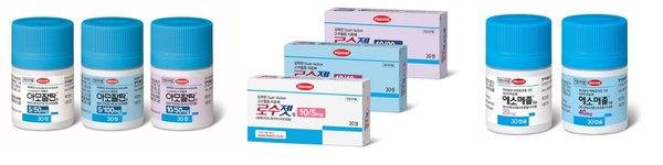 ▲(왼쪽부터) 아모잘탄, 로수젯, 에소메졸