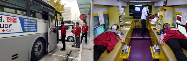 ▲제너시스BBQ는 1일 대한적십자사와 함께 '생명을 살리는 헌혈 캠페인'을 실시했다