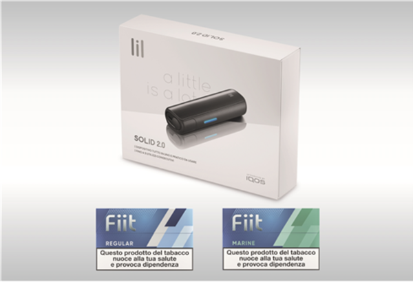 (사진설명) 이탈리아에 판매되는 KT&G ‘릴 솔리드 2.0’ 디바이스 패키지 및 전용스틱 2종 ‘핏 레귤러(Fiit REGULAR)’, ‘핏 마린(Fiit MARINE)’