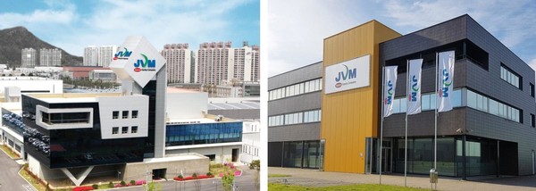 ▲한미사이언스 계열사 제이브이엠의 대구 본사(왼쪽)와 제이브이엠 유럽 네덜란드 현지 법인 전경. 제이브이엠은 새롭게 축적한 사업 다각화의 노력들이 올해부터 혁신성과로 반영될 것으로 기대하고 있다