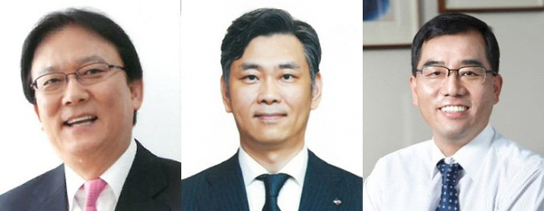 ▲(왼쪽부터) CJ 박근희 부회장, CJ 김홍기 대표이사, CJ대한통운 강신호 대표이사