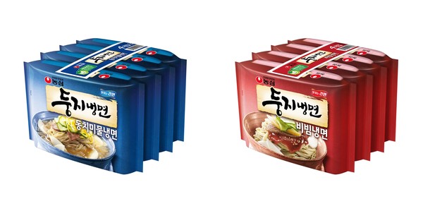 ▲띠지 포장이 적용된 농심 둥지냉면 4개들이