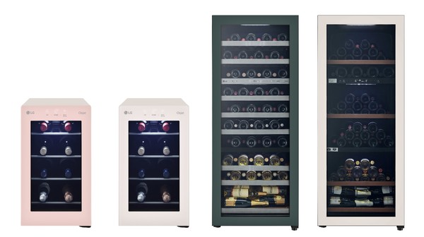 ▲왼쪽부터 8병, 81병, 121병 용량의 LG 디오스 오브제컬렉션 와인셀러