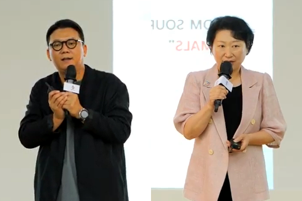 ▲CJ제일제당 식품전략기획담당 PLANT-BASED팀 정현학 부장(왼쪽)과 식품연구소 SCIENCE&TECHNOLOGY 담당 윤효정 상무