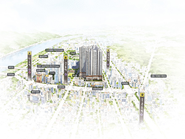 ▲ '강동역 SK 리더스뷰' 조감뷰