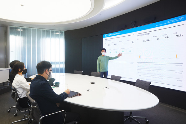 ▲ 현대캐피탈 직원들이 ‘소비자보호 조기경보 시스템(CaM) 2.0’ 현황을 점검하고 있다.