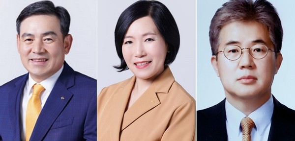 ▲(왼쪽부터)김성현·박정림 KB증권 대표, 이영창 신한투자증권 대표