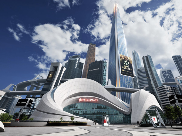 ▲메타버스 공간인 ‘허브 월드(Hub World)’에 구현된 가상 매장