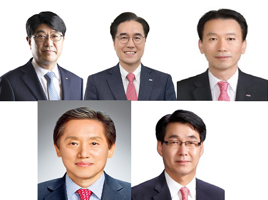 ▲(왼쪽 상단부터 시계방향) 방성빈 부산은행장, 예경탁 경남은행장, 김성주 BNK캐피탈 대표, 강상길 BNK신용정보 대표, 김병영 BNK투자증권 대표