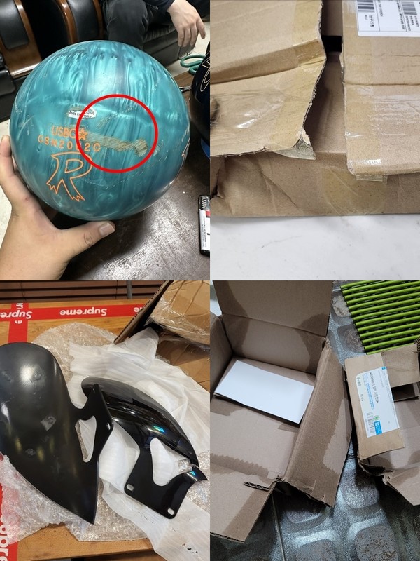 ▲내용물이 파손되거나 택배 상자가 훼손된 사례들