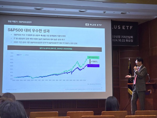 ▲한화자산운용은 S&P 500 성장주를 활용한 투자전략이 단순 S&P 500 투자보다 더 좋은 성과를 거둘 수 있다고 설명했다.