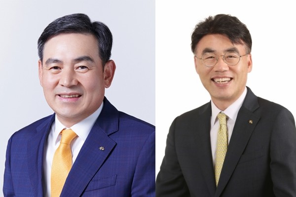 ▲(왼쪽부터) KB증권 김성현·이홍구 KB증권 대표이사 사장.