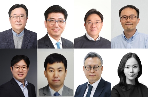 ▲(왼쪽 위부터 시계방향으로) 이승조 현대차 부사장, 구자용 현대차 부사장, 김창환 현대차 부사장, 한동희 현대차 부사장, 이태훈 기아 부사장, 김승준 기아 전무, 이정엽 현대로템 부사장, 류수진 현대카드 전무