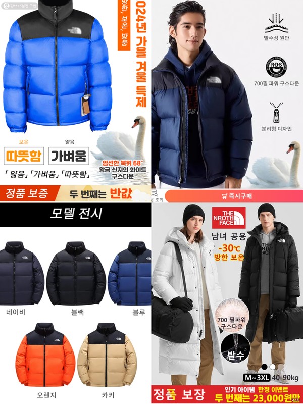 ▲노스페이스 유사 브랜드 의류 판매 사이트 갈무리.