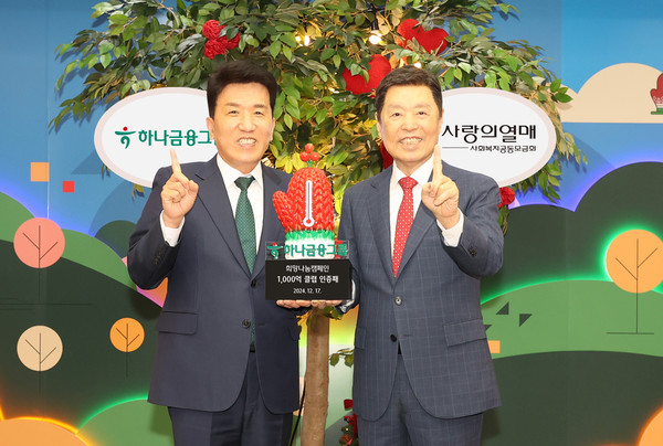 ▲ 함영주 하나금융그룹 회장(사진 왼쪽), 김병준 사회복지공동모금회 회장