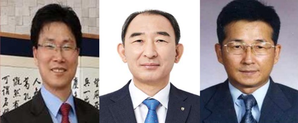 ▲(왼쪽부터) 강태영 농협은행장 후보자, 박병희 농협생명 대표 내정자, 송춘수 농협손해보험 대표 내정자