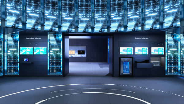 ▲CES2025 SK 전시관 내 AI DC 운영 솔루션을 종합적으로 전시한 공간의 조감도.