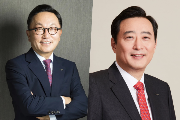 ▲(왼쪽부터) 미래에셋그룹 박현주 회장, 한국투자금융그룹 김남구 회장.