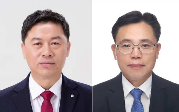 ▲(왼쪽부터)류재철 LG전자 대표, 김동춘 LG화학 대표