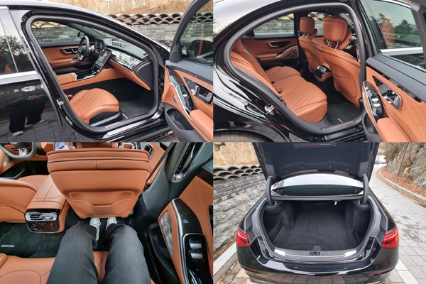 ▲S450의 내부는 시에나 브라운과 블랙 컬러가 조화를 이룬 나파 가죽이 탑재됐다