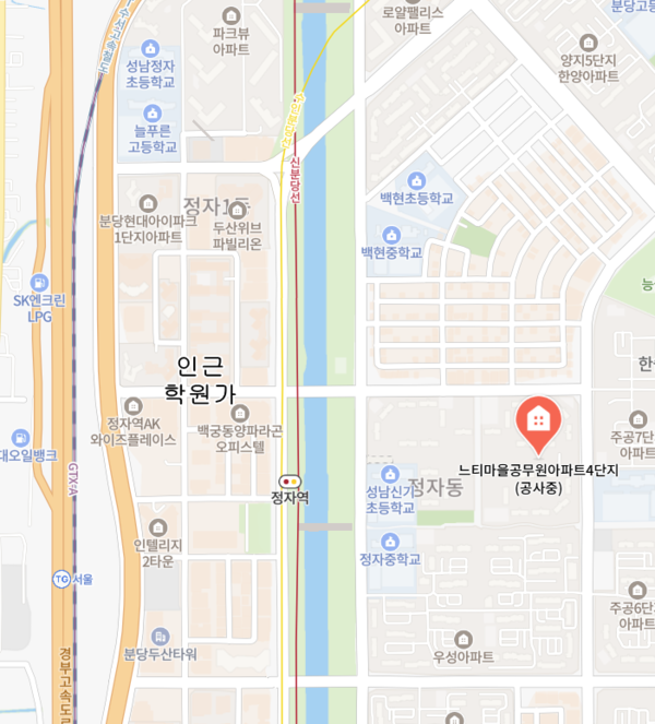 ▲더샵 분당 하이스트 인근에 위치한 정자역 학원가