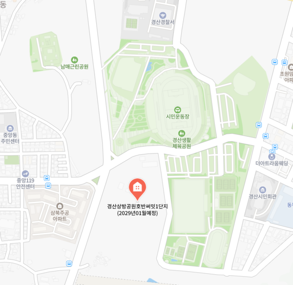 ▲경산 상방공원 호반써밋 1단지 인근에 위치한 공원들