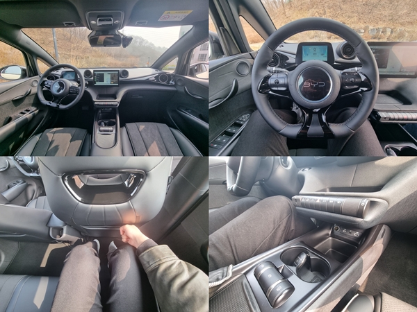 ▲돌핀의 실내는 센터 디스플레이 하단에 배치된 물리 버튼과 도어 손잡이가 부드러운 곡선 형태로 마감돼 곡선 위주의 디자인이 눈에 띈다