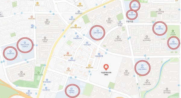▲더샵 관저아르테 인근 1km 내에 위치한 초·중·고