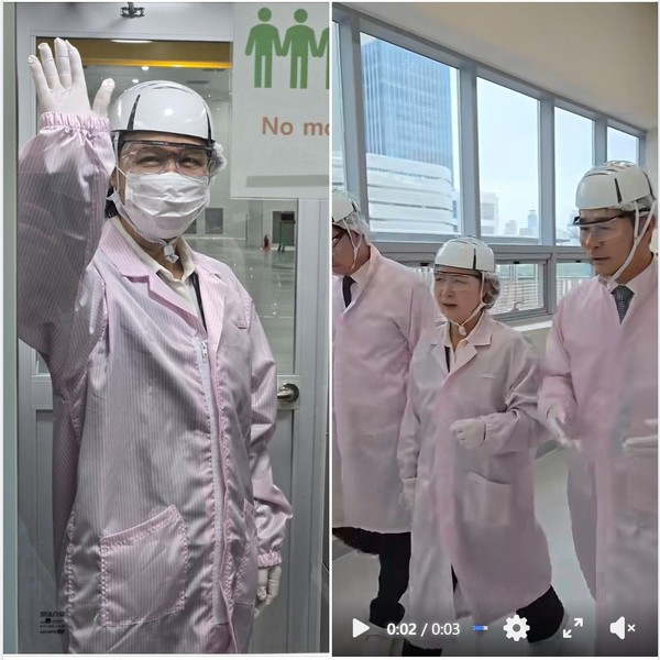 ▲추미애 경기도지사가 21일 화성시에 있는 세계적 반도체 장비기업 ASM 등을 찾아 산업 현장을 점검했다. 사진=추미애 페이스북 갈무리 